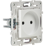 Розетка без заземления IEK SKANDY SK-R01W с защитными шторками 10А арктический белый SK-R13-10-K01